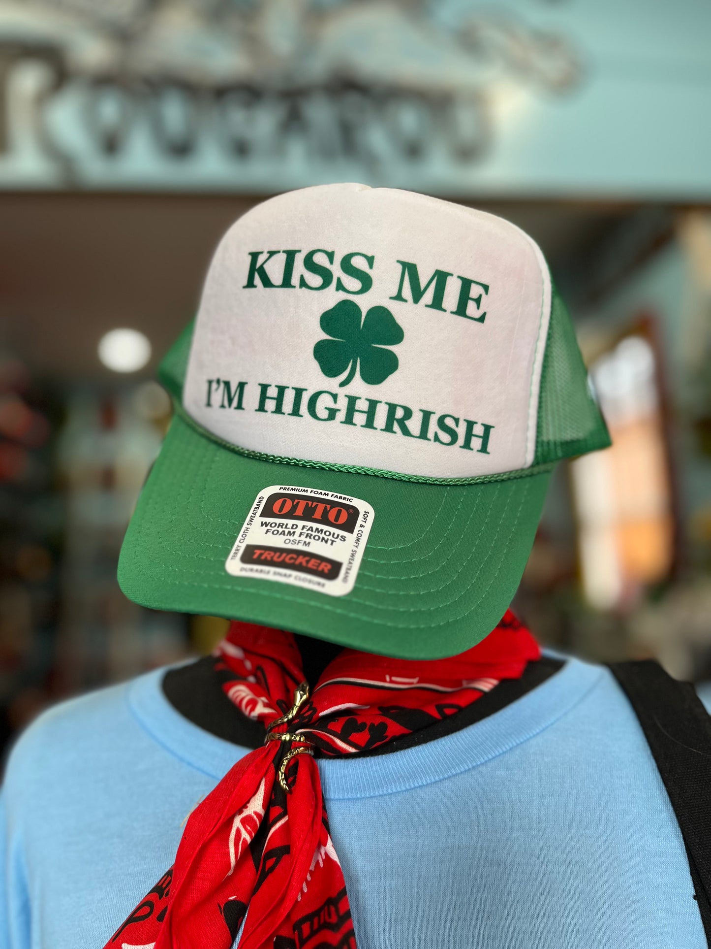 Kiss Me Im Highrish Trucker Hat