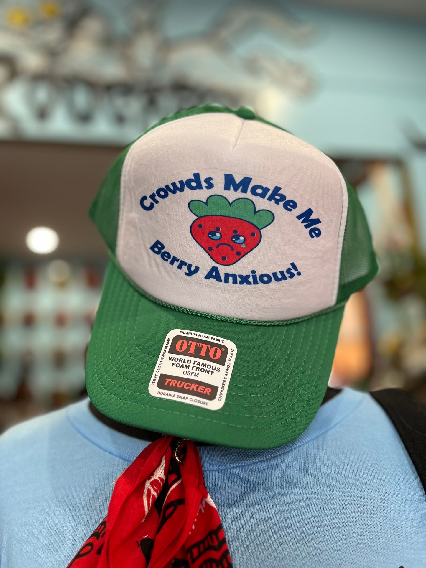 Crowds Make Me Berry Anxious Trucker Hat