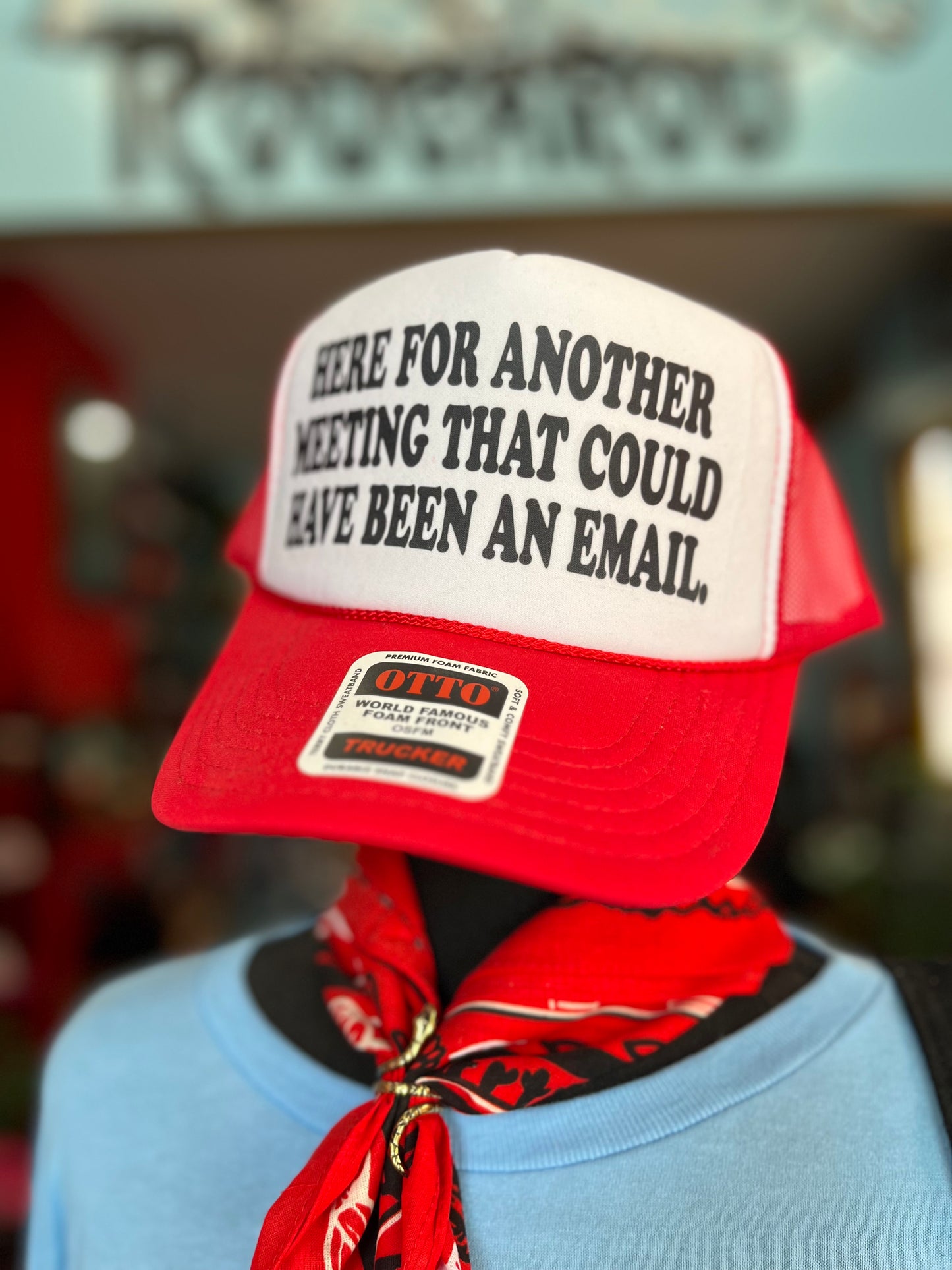 HERE FOR ANOTHER MEETING THAT COULD HAVE BEEN AN EMAIL Trucker Hat