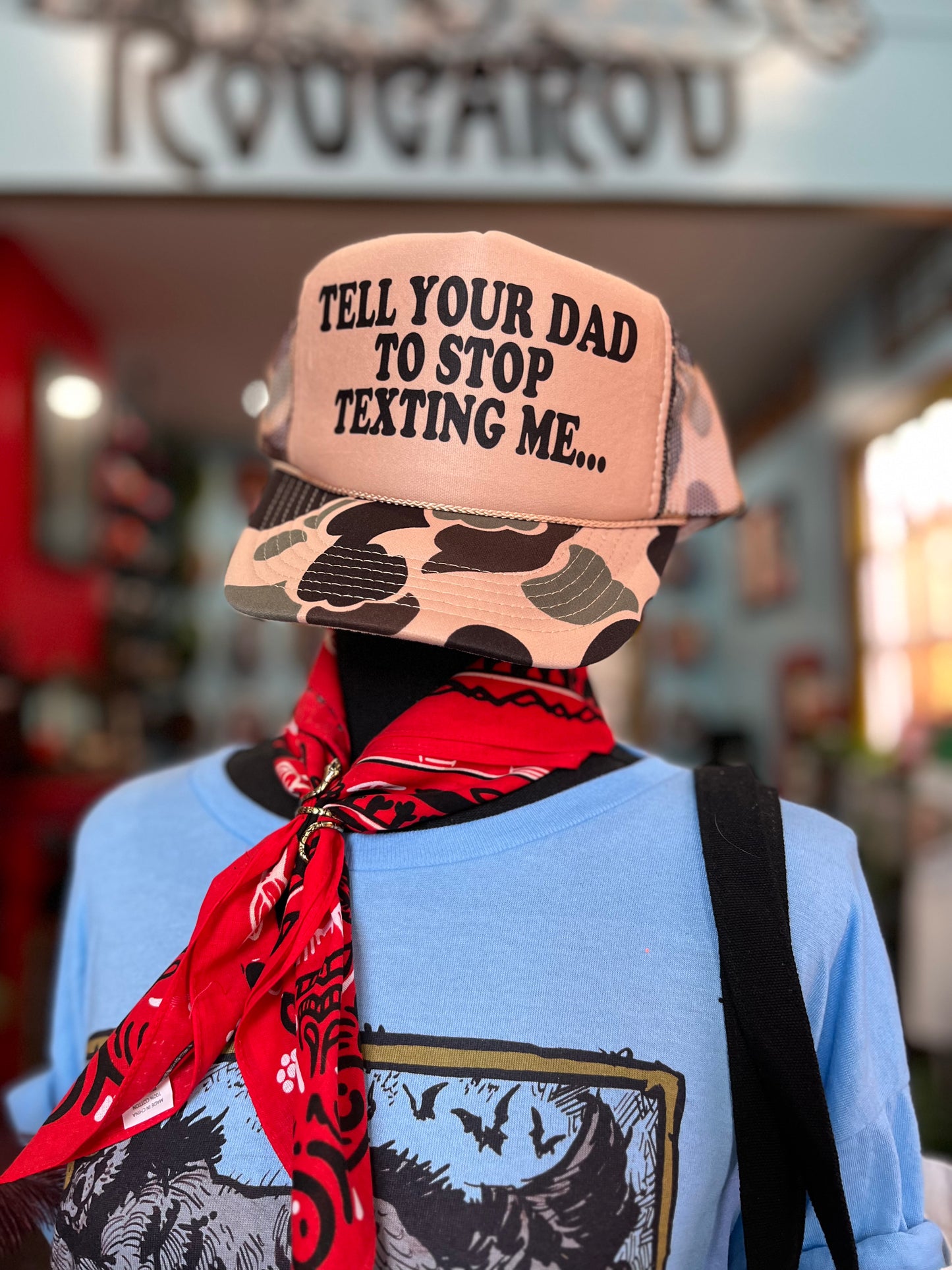 TELL YOUR DAD TO STOP TEXTING ME Trucker Hat